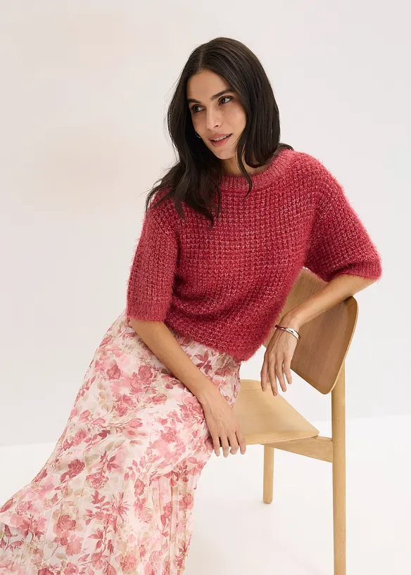 Jupe en mousseline effet froiss&eacute;, bonprix