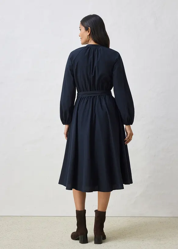 Robe-chemise en coton et soie avec ceinture, bonprix