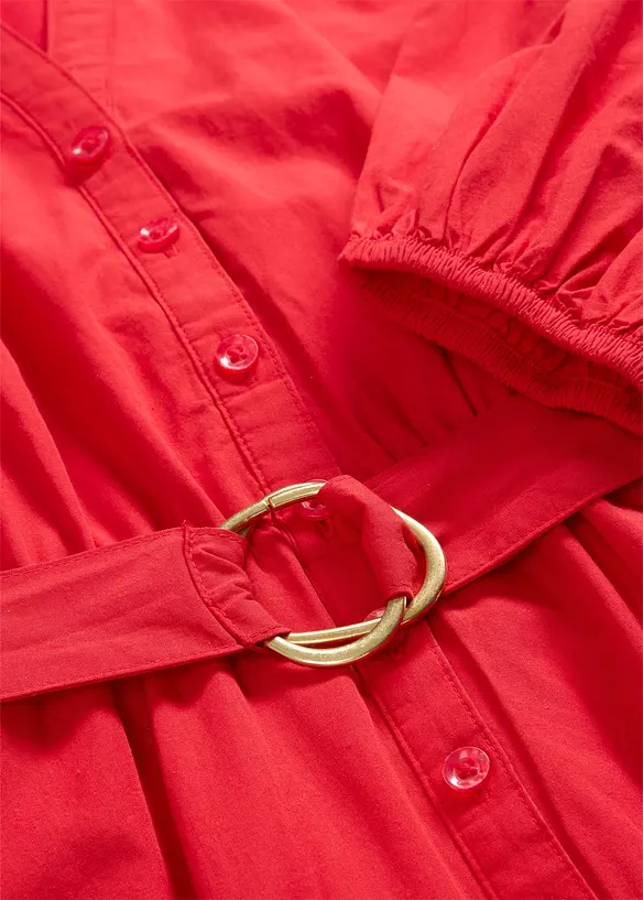 Robe-chemise en coton et soie avec ceinture, bonprix