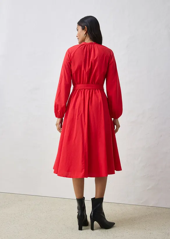 Robe-chemise en coton et soie avec ceinture, bonprix