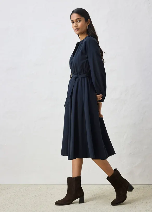 Robe-chemise en coton et soie avec ceinture, bonprix