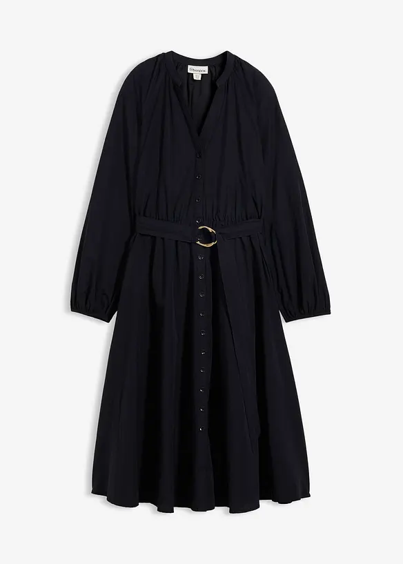 Robe-chemise en coton et soie avec ceinture, bonprix