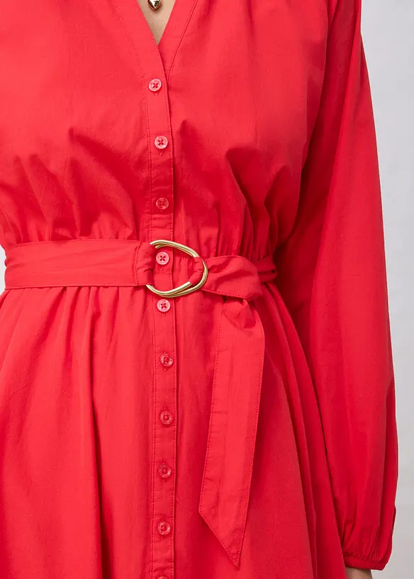 Robe-chemise en coton et soie avec ceinture, bonprix