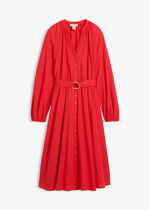 Robe-chemise en coton et soie avec ceinture, bonprix