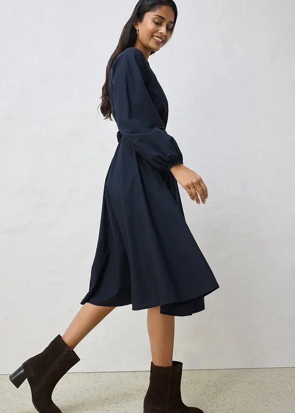 Robe-chemise en coton et soie avec ceinture, bonprix