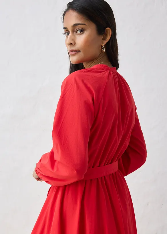 Robe-chemise en coton et soie avec ceinture, bonprix