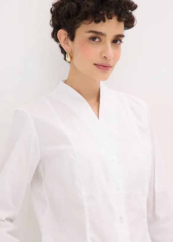 Chemisier en popeline &agrave; col montant, bonprix