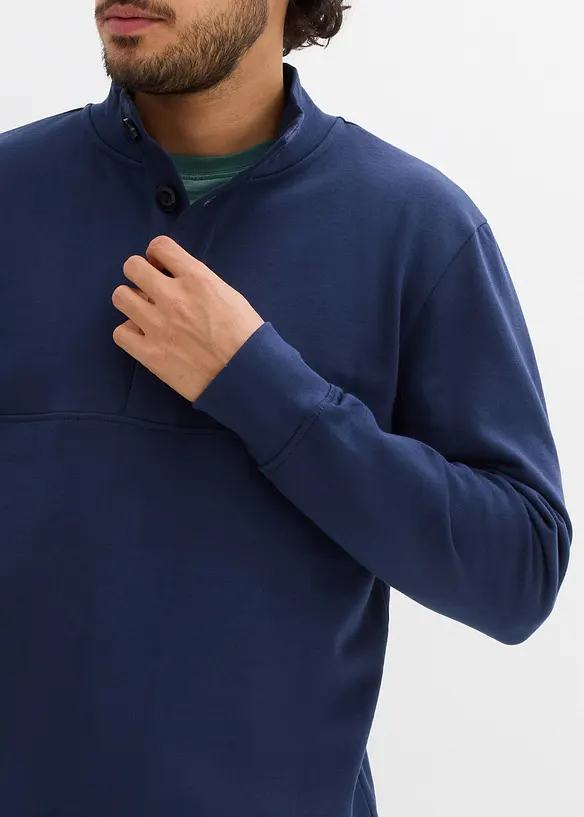 Sweat &agrave; col boutonn&eacute; 100% coton, bonprix