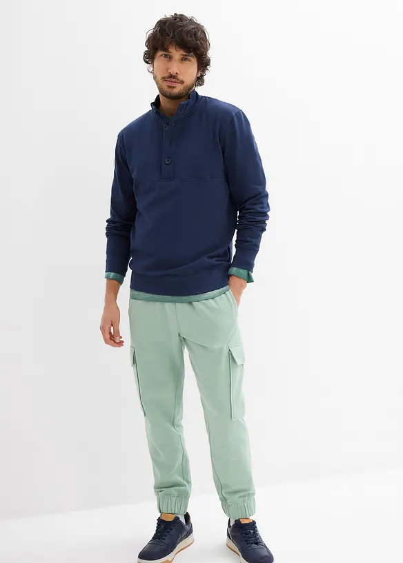 Sweat &agrave; col boutonn&eacute; 100% coton, bonprix