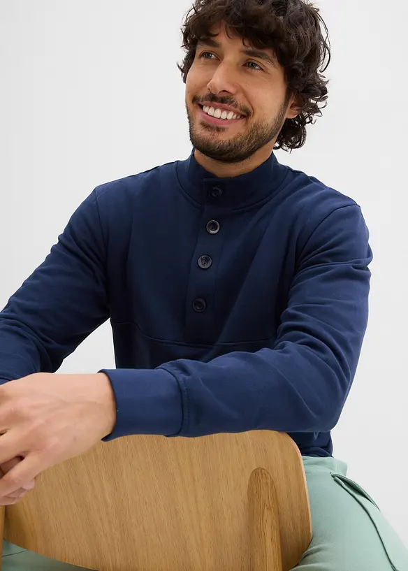 Sweat &agrave; col boutonn&eacute; 100% coton, bonprix