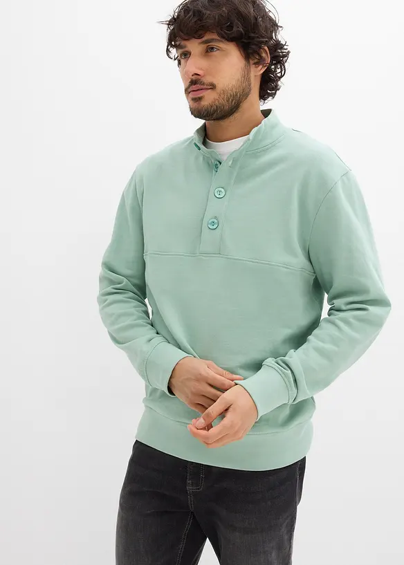 Sweat &agrave; col boutonn&eacute; 100% coton, bonprix