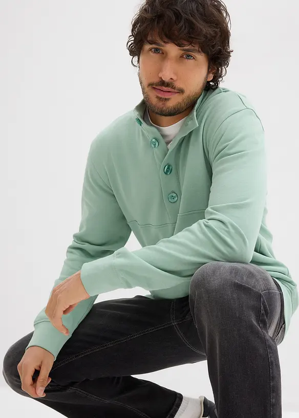 Sweat &agrave; col boutonn&eacute; 100% coton, bonprix