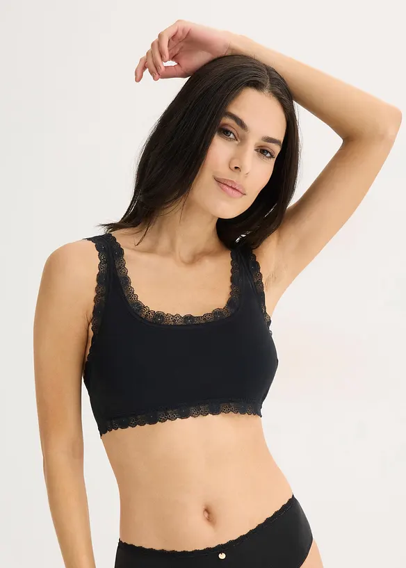Lot de 2&nbsp;brassi&egrave;res coton avec dentelle, bonprix