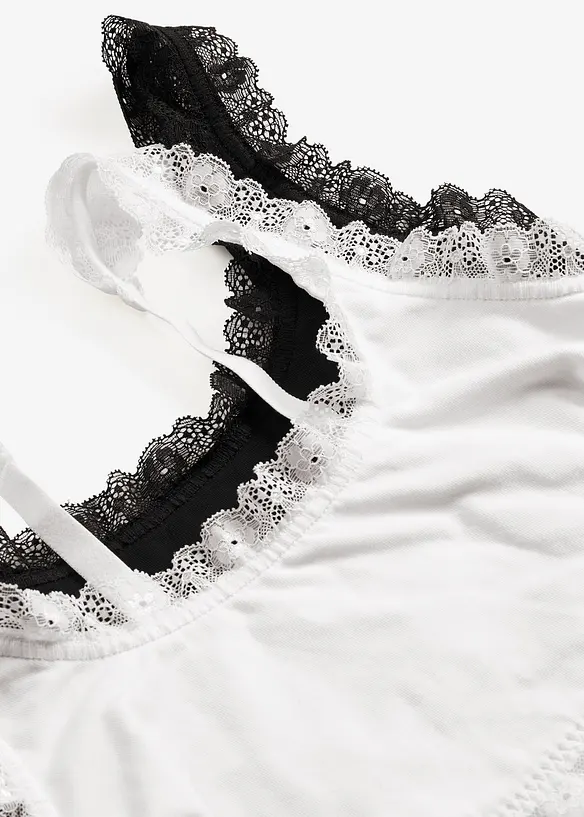 Lot de 2&nbsp;brassi&egrave;res coton avec dentelle, bonprix
