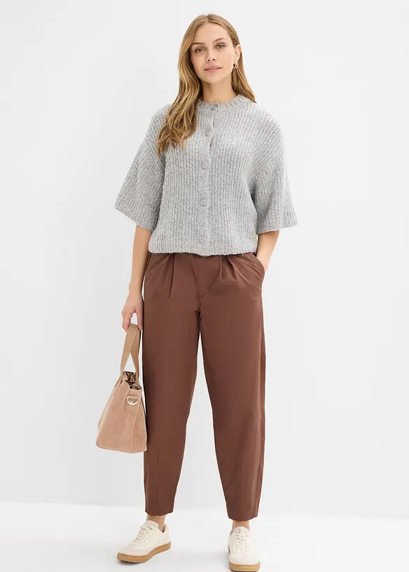 Pantalon barrel en twill &agrave; taille &eacute;lastiqu&eacute;e, bonprix