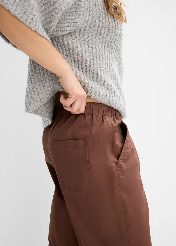 Pantalon barrel en twill &agrave; taille &eacute;lastiqu&eacute;e, bonprix