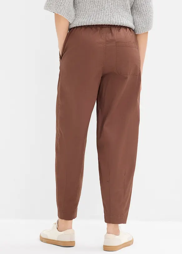 Pantalon barrel en twill &agrave; taille &eacute;lastiqu&eacute;e, bonprix