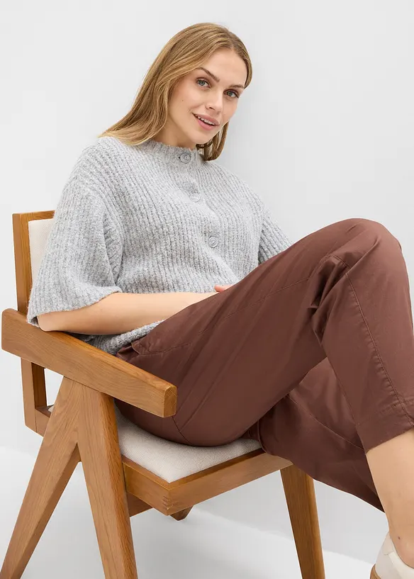 Pantalon barrel en twill &agrave; taille &eacute;lastiqu&eacute;e, bonprix