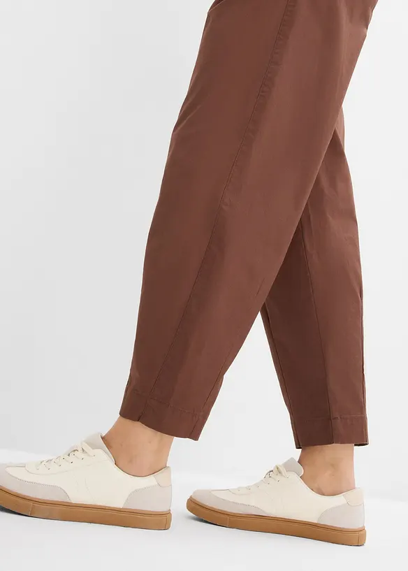 Pantalon barrel en twill &agrave; taille &eacute;lastiqu&eacute;e, bonprix