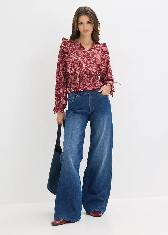 Blouse &agrave; volants et smocks, bonprix