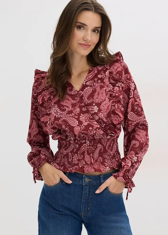Blouse &agrave; volants et smocks, bonprix