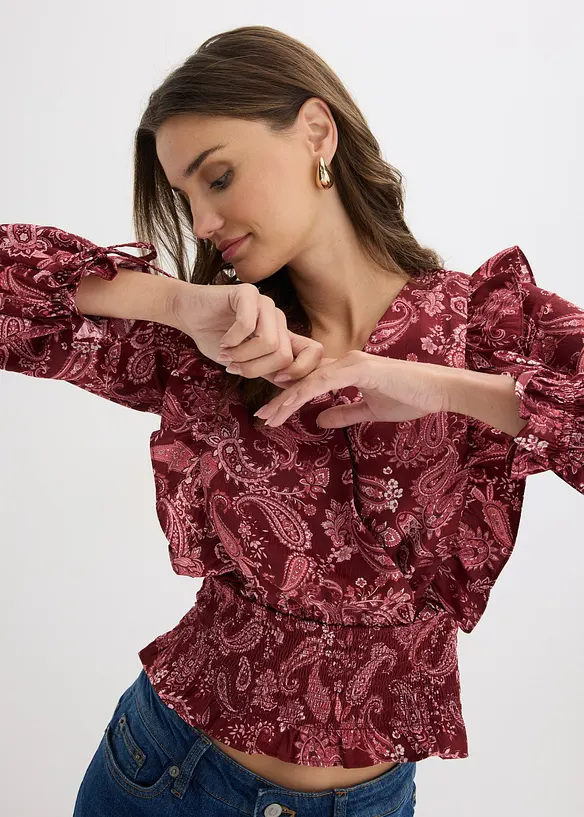 Blouse &agrave; volants et smocks, bonprix