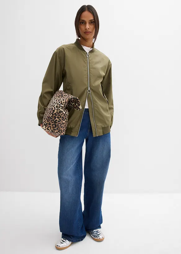 Blouson aviateur large &agrave; doublure l&eacute;opard, bonprix