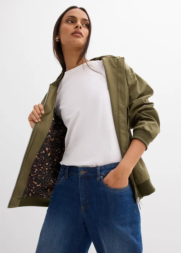 Blouson aviateur large &agrave; doublure l&eacute;opard, bonprix