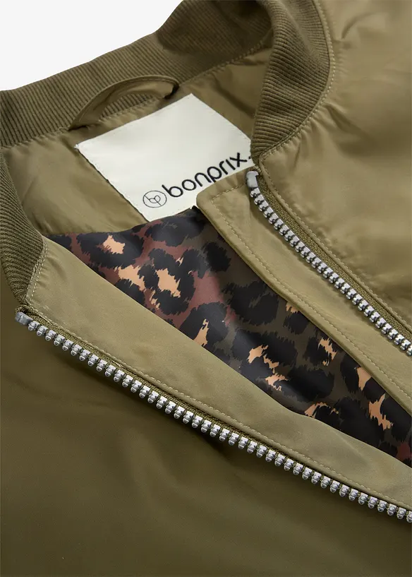 Blouson aviateur large &agrave; doublure l&eacute;opard, bonprix