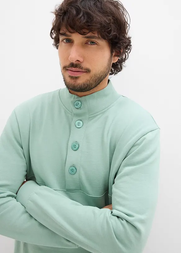 Sweat &agrave; col boutonn&eacute; 100% coton, bonprix