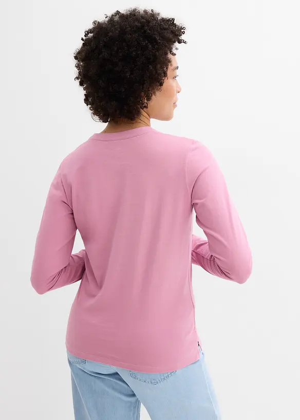 T-shirt long &agrave; col tunisien, bonprix