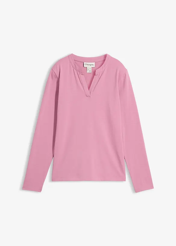 T-shirt long &agrave; col tunisien, bonprix