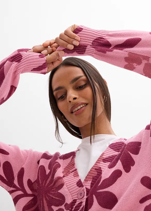 Gilet en maille &agrave; imprim&eacute; floral, bonprix