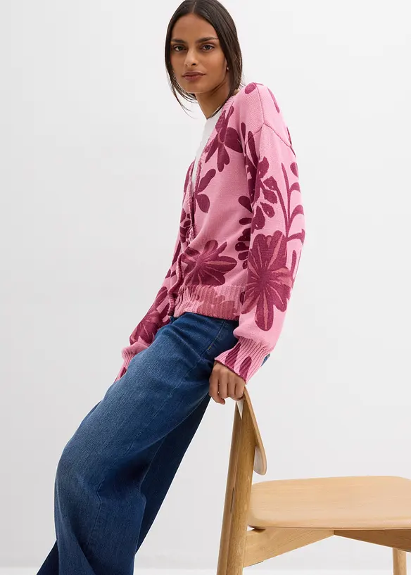 Gilet en maille &agrave; imprim&eacute; floral, bonprix