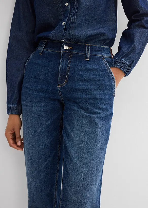 Jean boyfriend taille mi-haute et &eacute;lastiqu&eacute;e, bonprix