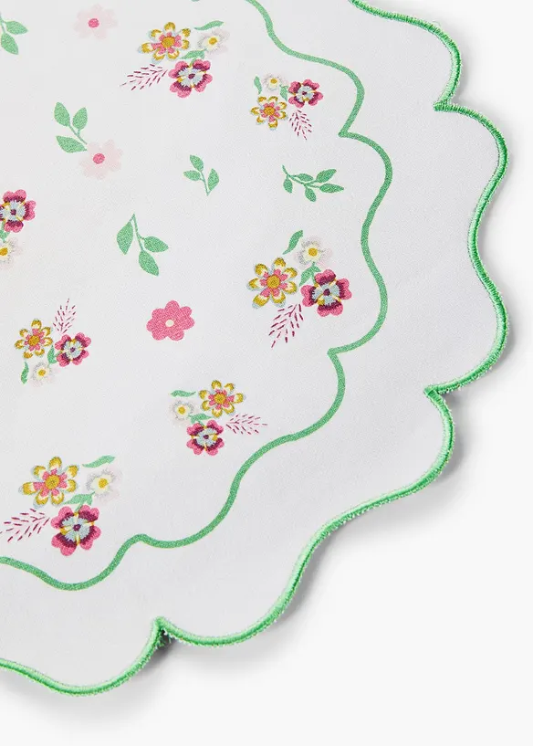 Lot de 2 sets de table ronds brod&eacute;s, bonprix