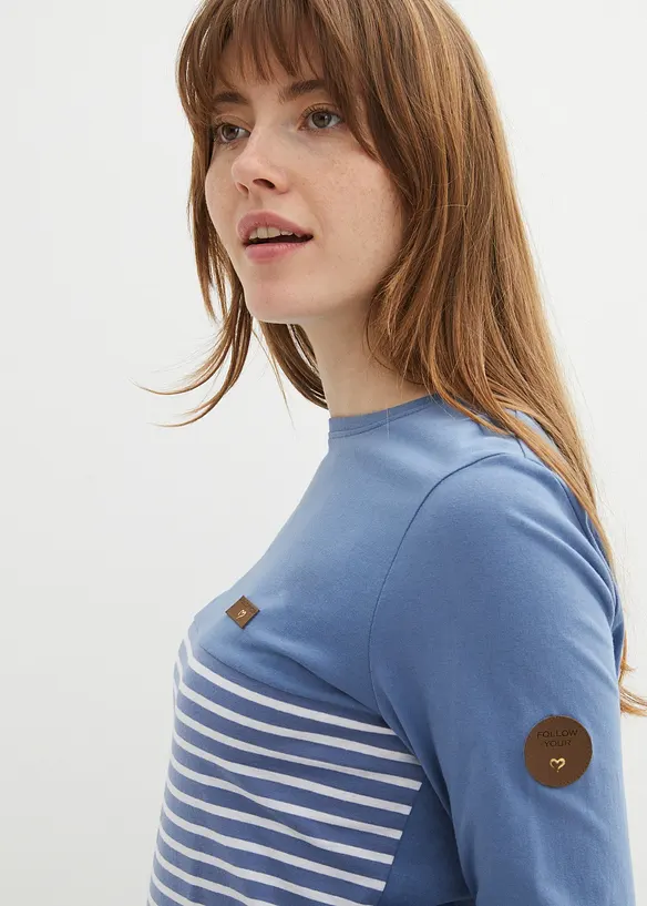 T-shirt manches longues &agrave; rayures en coton, bonprix