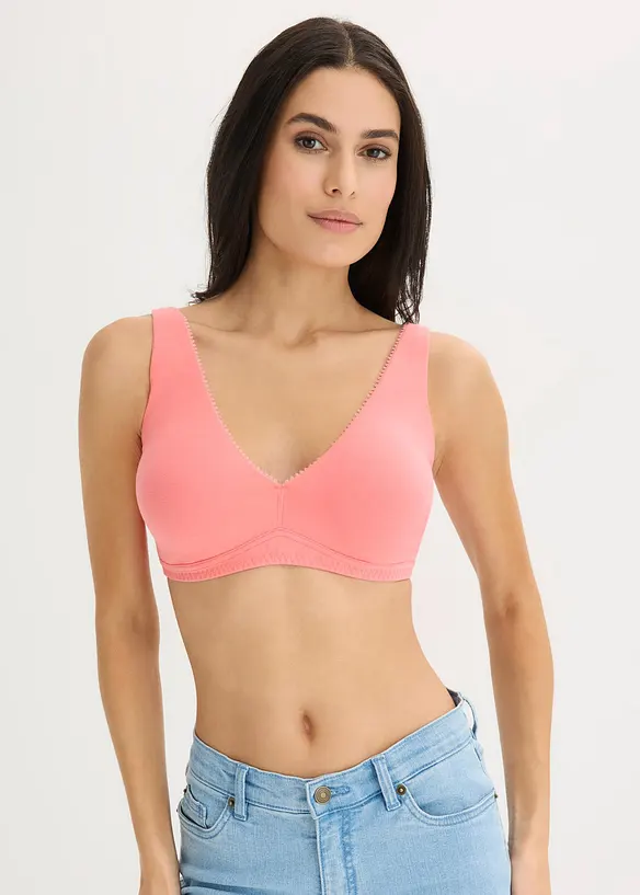 Lot de 2&nbsp;soutiens-gorge bralette coton sans armatures, bonprix
