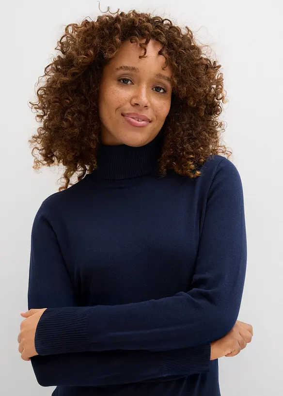 Pull col roul&eacute; basique, bonprix