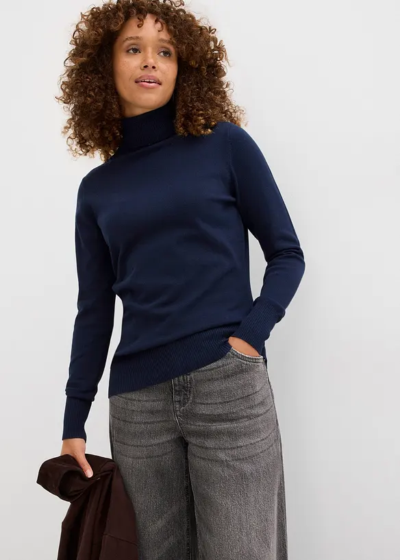 Pull col roul&eacute; basique, bonprix