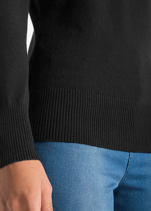 Pull col roul&eacute; basique, bonprix