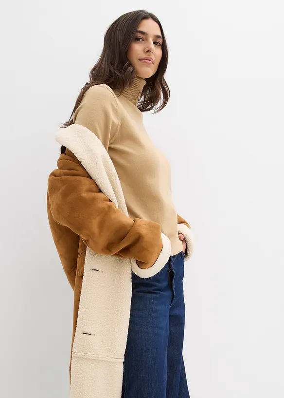 Pull col roul&eacute; basique, bonprix