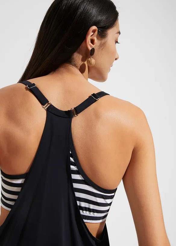 Tankini long (ens. 2 pces) effet superpos&eacute;, bonprix