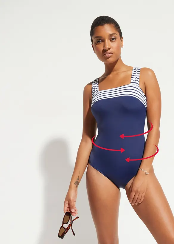 Maillot 1 pi&egrave;ce sculptant &agrave; bretelles larges, maintien mod&eacute;r&eacute;, bonprix
