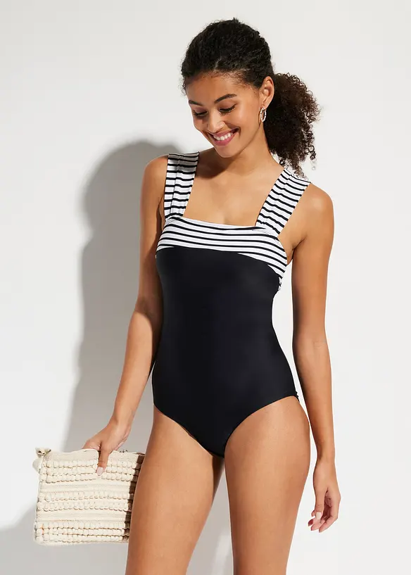 Maillot 1 pi&egrave;ce sculptant &agrave; bretelles larges, maintien mod&eacute;r&eacute;, bonprix