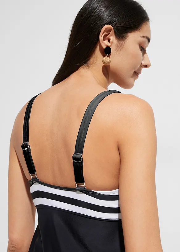 Tankini long (ens. 2 pces) avec bas de maillot taille haute, bonprix