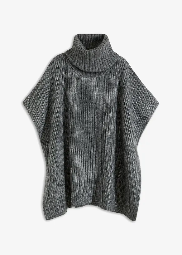 Pull poncho en laine m&eacute;lang&eacute;e, bonprix