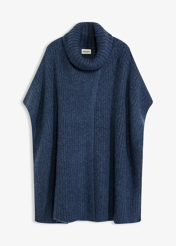 Pull poncho en laine m&eacute;lang&eacute;e, bonprix