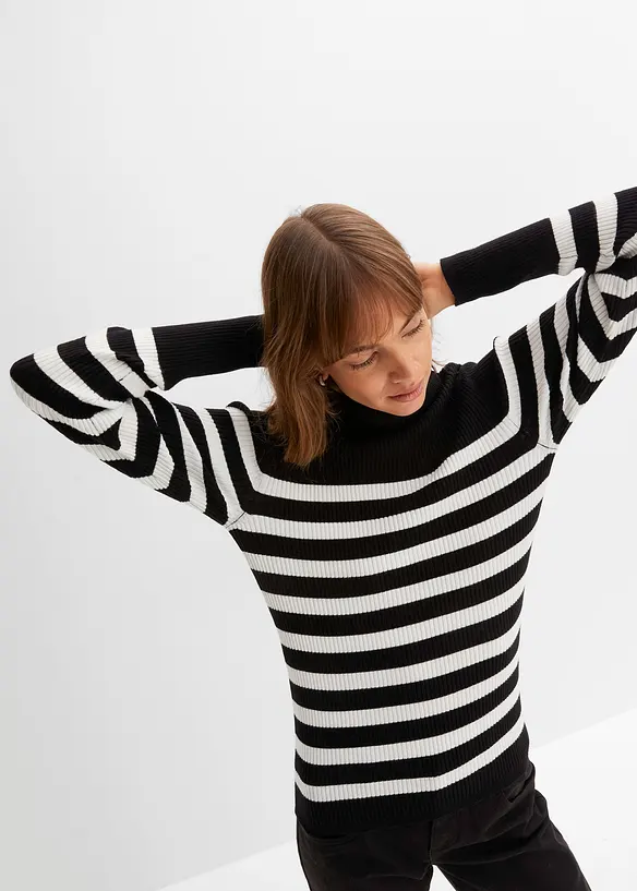 Pull col roul&eacute; en viscose m&eacute;lang&eacute;e, bonprix
