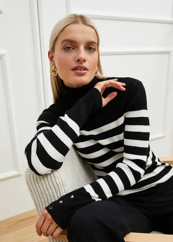 Pull col roul&eacute; en viscose m&eacute;lang&eacute;e, bonprix